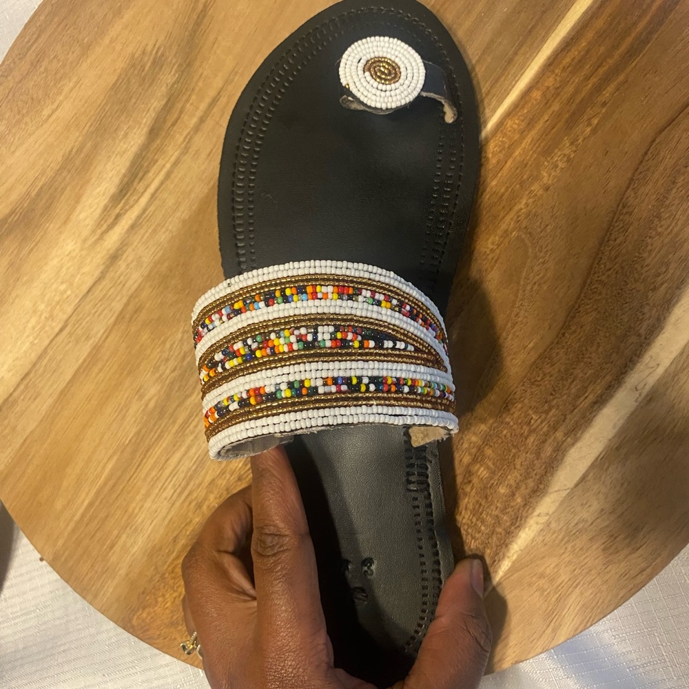 Handcrafted Black Beaded Sandals